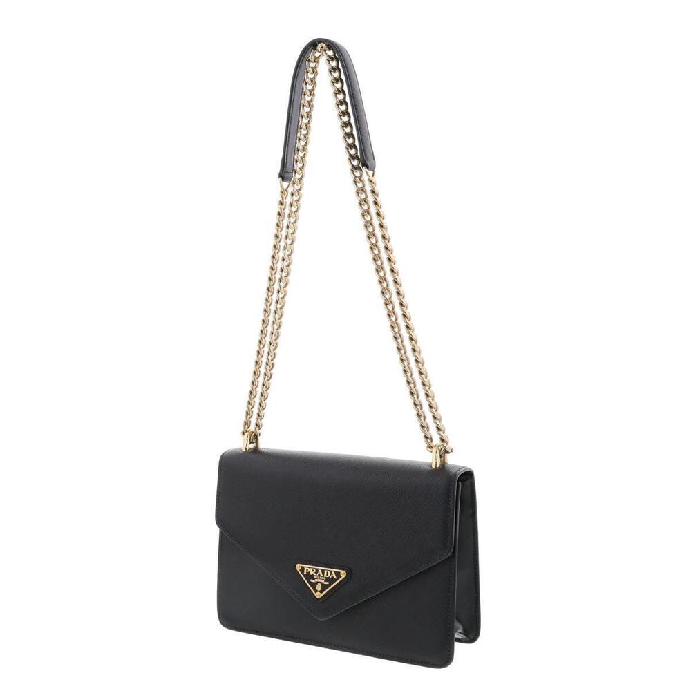 Prada Messenger Black Chain Shoulder Saffiano Bag